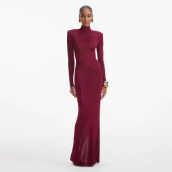 self-portrait Viscose Knit Maxi Dress