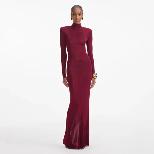 self-portrait Viscose Knit Maxi Dress