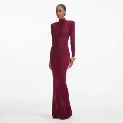 self-portrait Viscose Knit Maxi Dress