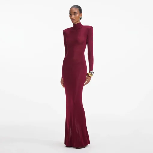 self-portrait Viscose Knit Maxi Dress
