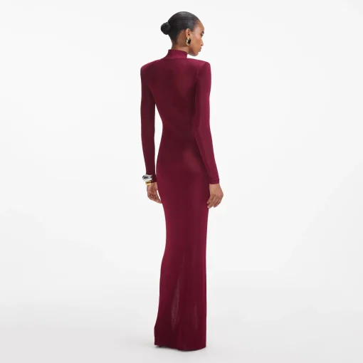 self-portrait Viscose Knit Maxi Dress