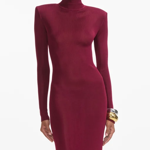 self-portrait Viscose Knit Maxi Dress