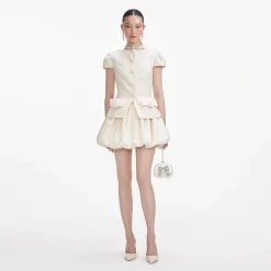 self-portrait Boucle Bow Detail Mini Dress