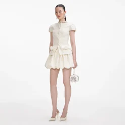self-portrait Boucle Bow Detail Mini Dress