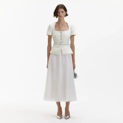 self-portrait Boucle Chiffon Midi Dress