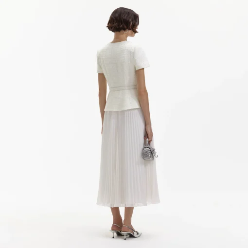 self-portrait Boucle Chiffon Midi Dress