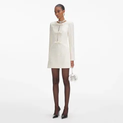 self-portrait Boucle Diamante Bow Mini Dress