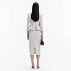 self-portrait Boucle Peplum Midi Dress