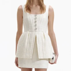 self-portrait Boucle Peplum Mini Dress