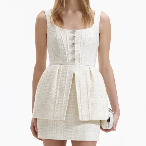 self-portrait Boucle Peplum Mini Dress