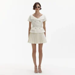 self-portrait Boucle Pleated Mini Dress