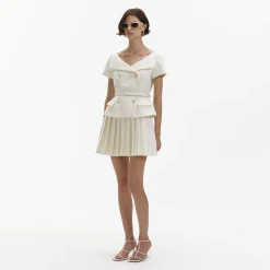 self-portrait Boucle Pleated Mini Dress