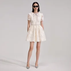 self-portrait Cord Lace Bow Mini Dress