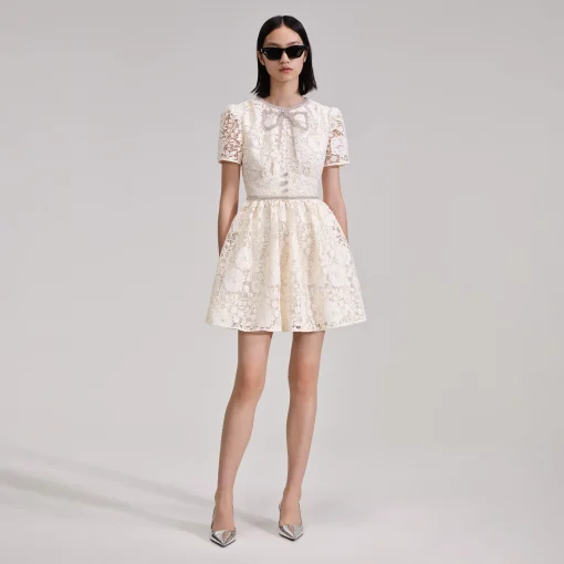 self-portrait Cord Lace Bow Mini Dress