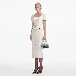 self-portrait Crepe Button Midi Dress