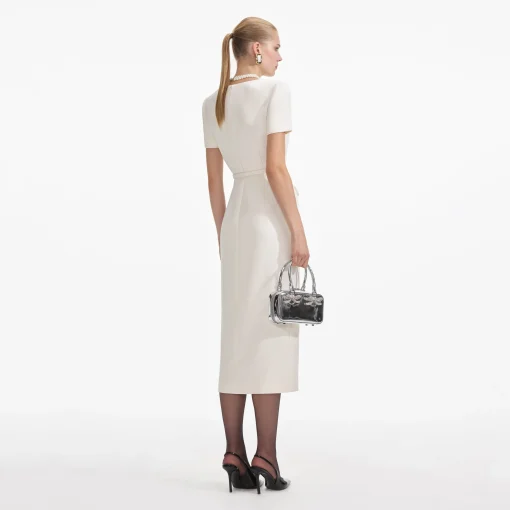 self-portrait Crepe Button Midi Dress