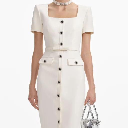 self-portrait Crepe Button Midi Dress