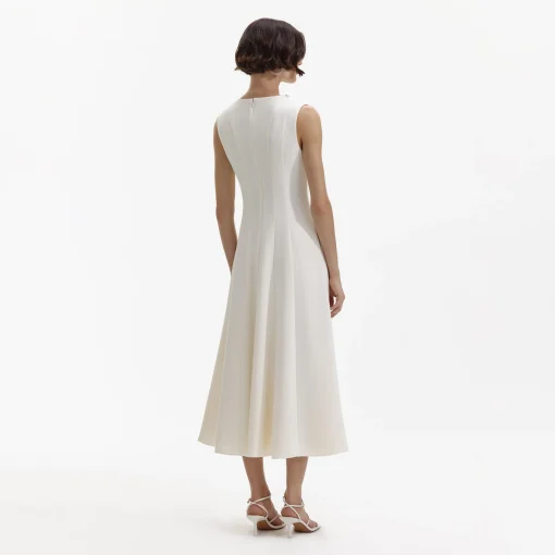 self-portrait Crepe Embellished Midi Dress