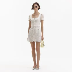self-portrait Guipure Lace Button Mini Dress