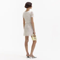 self-portrait Guipure Lace Button Mini Dress