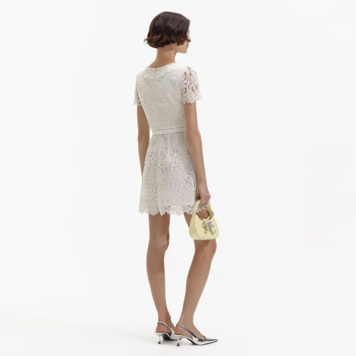 self-portrait Guipure Lace Button Mini Dress