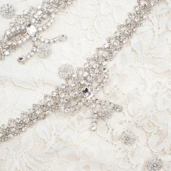 self-portrait Lace Diamante Trim Midi Dress