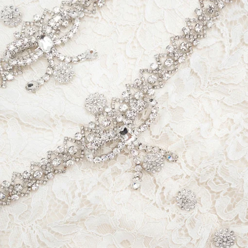 self-portrait Lace Diamante Trim Midi Dress