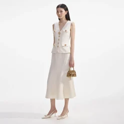 self-portrait Linen Midi Dress