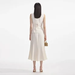 self-portrait Linen Midi Dress