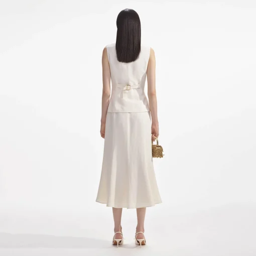 self-portrait Linen Midi Dress
