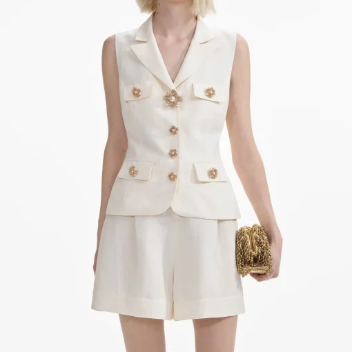 self-portrait Linen Tailored Playsuit