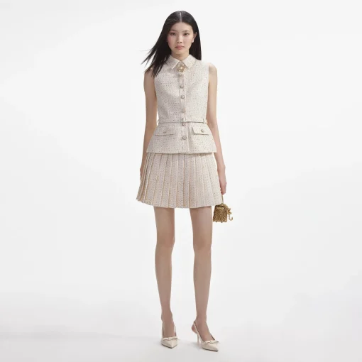 self-portrait Metallic Boucle Tailored Mini Dress