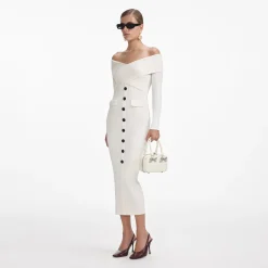 self-portrait Off Shoulder Knit Midi Dress