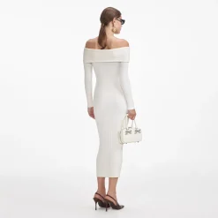 self-portrait Off Shoulder Knit Midi Dress