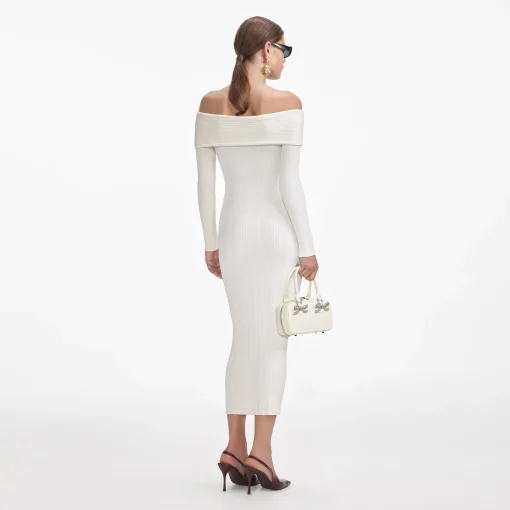 self-portrait Off Shoulder Knit Midi Dress