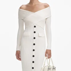 self-portrait Off Shoulder Knit Midi Dress