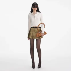 self-portrait Pearl Collar Alpaca Knit Top