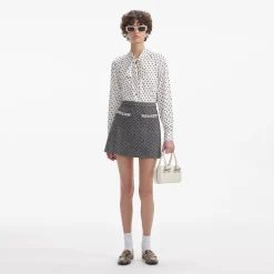 self-portrait Polka Dot Satin Blouse