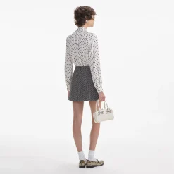 self-portrait Polka Dot Satin Blouse