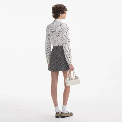 self-portrait Polka Dot Satin Blouse