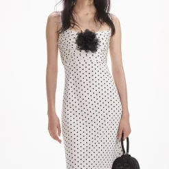 self-portrait Polka Dot Satin Maxi Dress