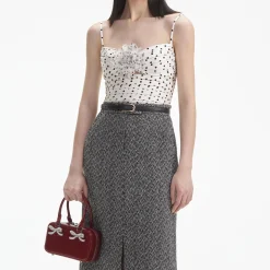 self-portrait Polka Dot Satin Top