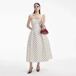 self-portrait Polka Dot Taffeta Midi Dress