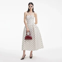 self-portrait Polka Dot Taffeta Midi Dress