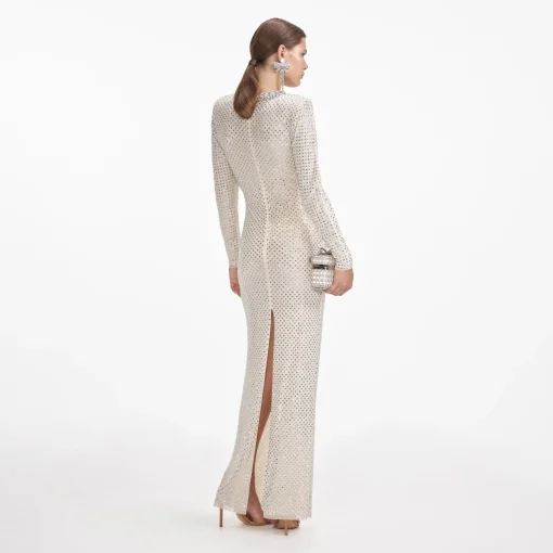 self-portrait Rhinestone Diamante Trim Maxi Dress