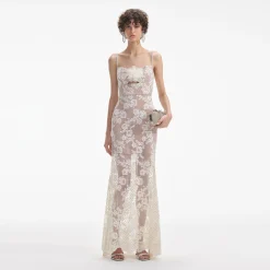 self-portrait Rhinestone Lace Maxi Dress