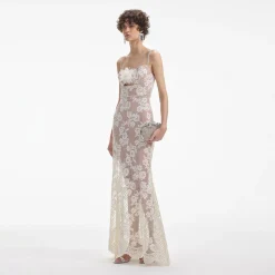 self-portrait Rhinestone Lace Maxi Dress