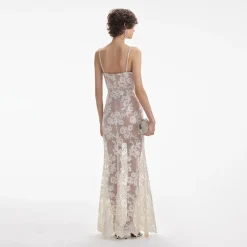 self-portrait Rhinestone Lace Maxi Dress