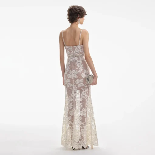 self-portrait Rhinestone Lace Maxi Dress