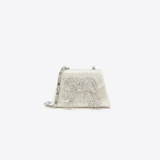 self-portrait Rhinestone Micro Bow Bag
